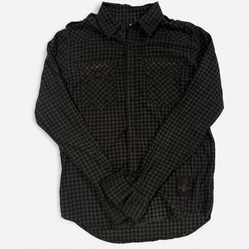 Affliction black premium plaid button up